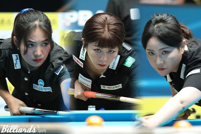 김가영(하나카드·가운데)과 스롱 피아비(우리금융캐피탈·왼쪽), 김민아(NH농협카드·오른쪽) 등 여자 프로당구 3인방이 하이원리조트 LPBA 챔피언십에서 펼치는 설원 위 당구 여왕 경쟁이 3일 시작된다.&nbsp; 사진=이용휘 기자