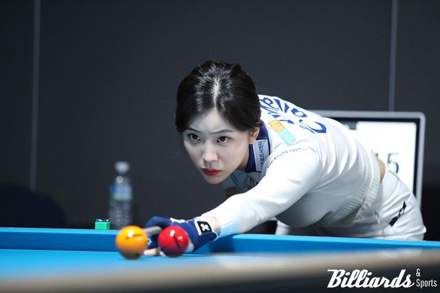 정수빈(NH농협카드)이 하이런 11점으로 박정현(하림)을 꺾고 32강에 진출해 김가영과 맞대결을 벌인다. 사진=정선/이용휘 기자