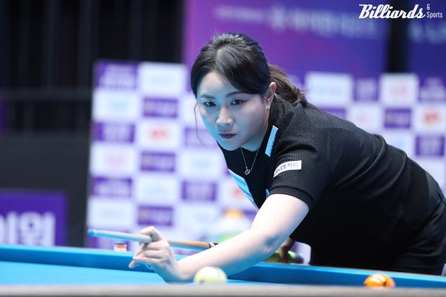 김민아(NH농협카드)가 7차 투어 첫 경기에서 장가연에게 져 탈락하는 이변이 일어났다.&nbsp; 사진=정선/이용휘 기자