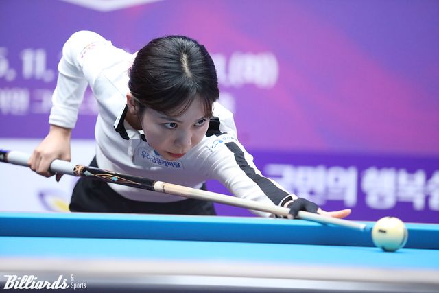 김민영(우리금융캐피탈)이 7차 투어 32강전에서 김진아(하나카드)와 4차례 승부치기 끝에 1 대 0의 신승을 거두며 16강에 진출했다.&nbsp; 사진=정선/이용휘 기자