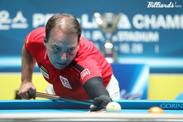 다니엘 산체스(웰컴저축은행)가 2000년생 김홍민 돌풍에 고전 끝에 어렵게 승리를 거두고 16강에 진출했다.&nbsp; 사진=이용휘 기자