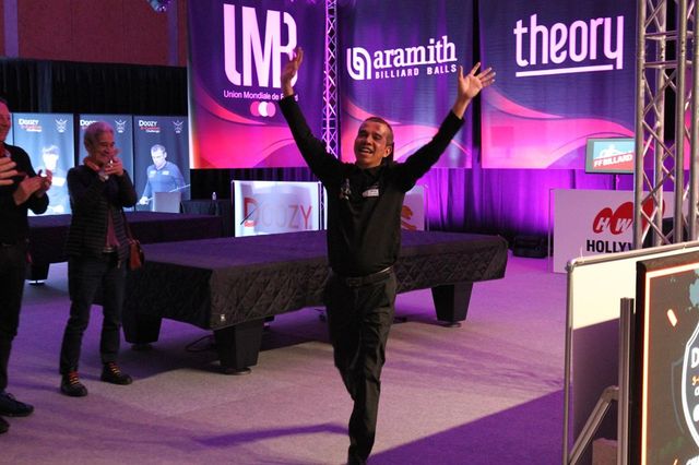 베트남의 3쿠션 최강자 쩐뀌엣찌엔이 프랑스에서 열린 DOOZY 블루아 3쿠션 챌린지에서 프레데리크 쿠드롱(벨기에)을 꺾고 우승을 차지했다.&nbsp; 사진=UMB 제공