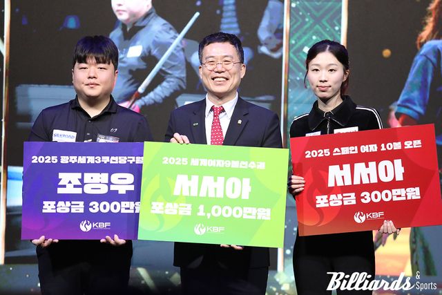 세계3쿠션당구월드컵 우승을 차지한 조명우와 포켓9볼 세계선수권 등 올해 국제대회 3승을 달성한 서서아에게는 특별 포상금이 지급되었다.