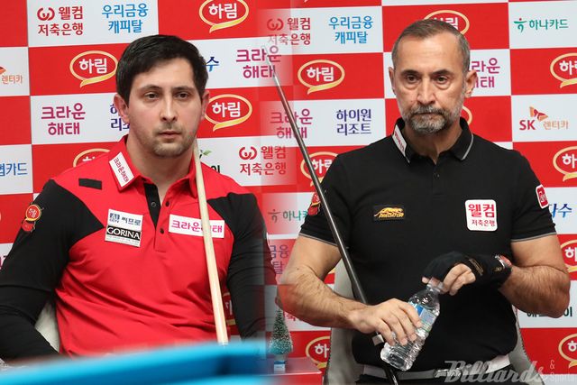 외인 강호 다비드 마르티네스(크라운해태·왼쪽)와 세미 사이그너(웰컴저축은행·오른쪽)가 8차 투어 32강과 64강에서 탈락하는 이변이 연출됐다. 사진=고양/김민영 기자