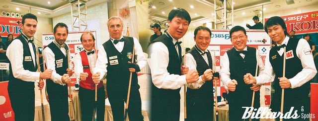 유럽팀(필리포스 카시도코스타스, 세미 사이그너, 다니엘 산체스, 마르코 자네티)과 한국팀(고 김경률, 황득희, 최재동, 최성원)