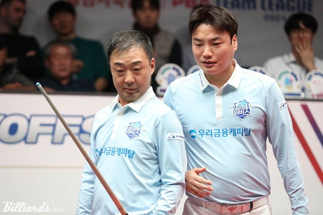 우리금융캐피탈은 지금까지 프로당구 팀리그 포스트시즌에서 전적 14승 5패를 거둬 9개 구단 중 가장 좋은 승률을 기록하고 있다.&nbsp; 사진=고양/이용휘 기자