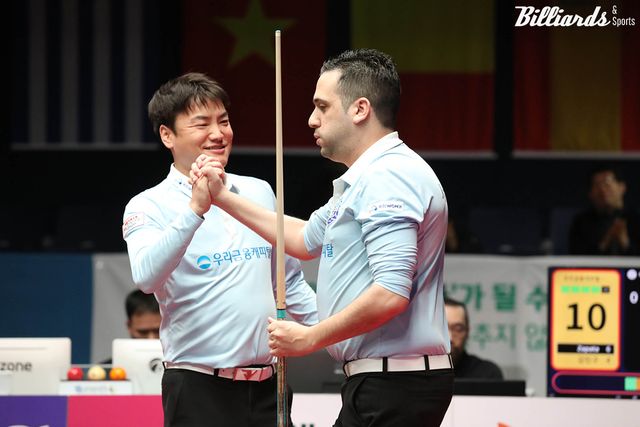 우리금융캐피탈은 1세트 남자복식에서 강민구-다비드 사파타가 승리를 거뒀다.