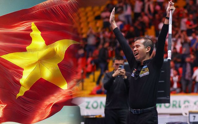 지난해 세계 3쿠션 무대에서 역대 최고의 성적을 거두며 돌풍을 일으킨 베트남이 올해도 강세를 이어갈 수 있을지 주목된다. 사진은 지난해 보고타 3쿠션 당구월드컵에서 베트남의 쩐뀌엣찌엔이 우승하는 모습.&nbsp; 사진=SOOP 제공