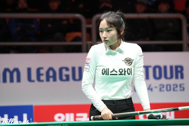 지난 4라운드 마지막 경기에서 한지은은 김가영(하나카드)에게 패하며 부진을 이어가고 있다.