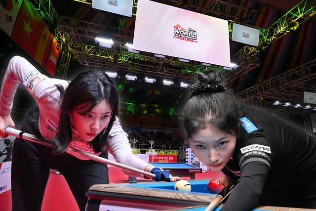 정수빈(NH농협카드)과 한지은(에스와이)이 LPBA 월드챔피언십 조별리그에서 3전 전승을 거두며 종합순위 1·2위로 16강에 진출했다.&nbsp; 사진=PBA 제공