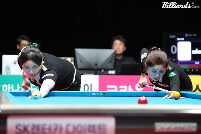 김민아(왼쪽) 대 김가영(오른쪽) 결승전 뱅킹.