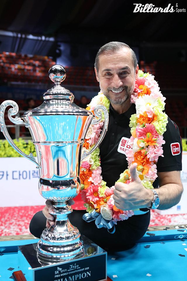 61세의 노장 사이그너는 젊은 선수들을 압도하는 체력과 감각으로 프로당구 최고 상금이 걸린 월드챔피언십에서 우승을 차지했다.&nbsp;