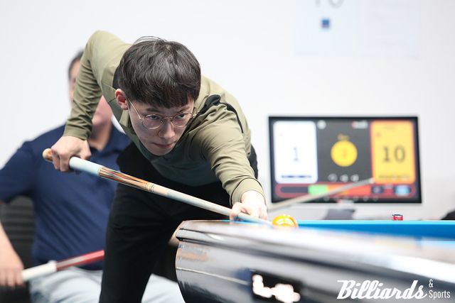 1부에서 강등된 임완섭도 PBA 큐스쿨 2라운드 첫날 3승을 올리고, 1부 출전권을 다시 손에 넣었다.