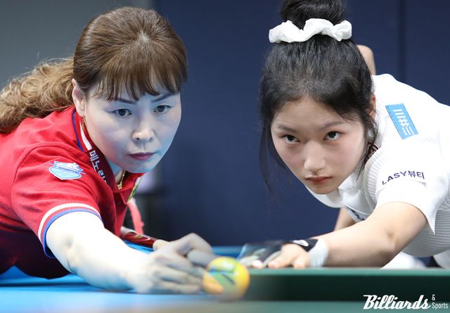 한국 여자 3쿠션을 세계 무대 정상에 올려놓은 이신영(휴온스·왼쪽)과 한지은(에스와이·오른쪽)이 1일 하나카드 LPBA 챔피언십 32강전에서 진검승부를 벌인다.&nbsp; 사진=고양/이용휘 기자