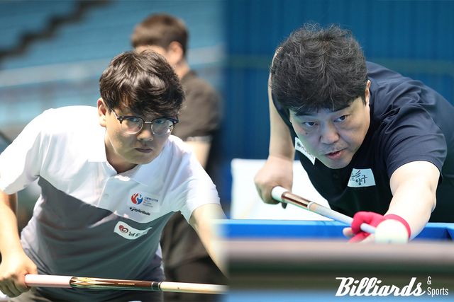 3쿠션 복식 경기에서 첫 우승을 차지한 박욱상과 박덕영. 사진=빌리어즈앤스포츠 DB