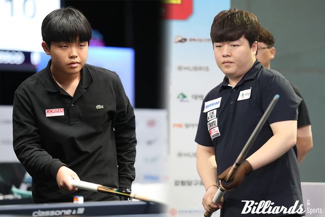 김현우(좌)와 조명우(우)가 남원전국당구선수권대회 준결승전에서 만났다. 사진=이용휘 기자