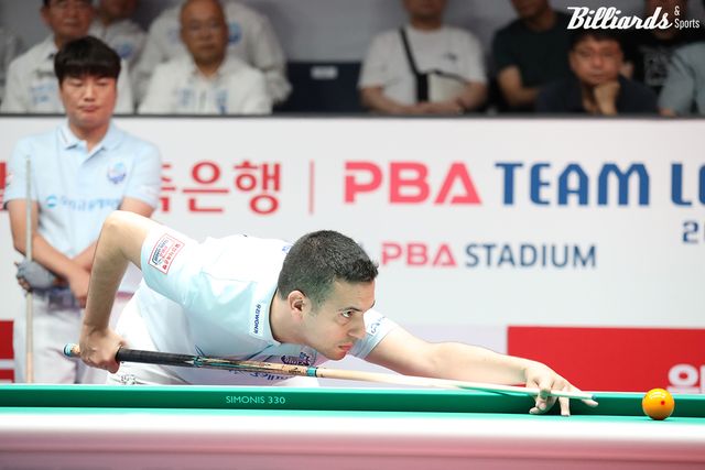 1세트 남자복식과 3세트 남자단식을 승리한 우리금융캐피탈 다비드 사파타(스페인).