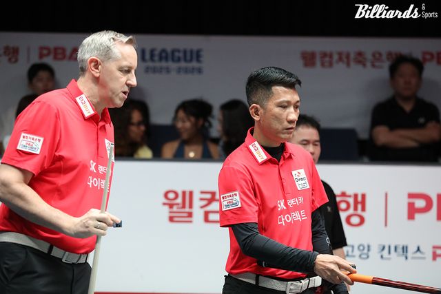 1세트 남자복식에서 퍼펙트큐를 성공한 레펀스와 응오딘나이.