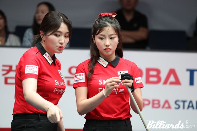 2세트에서 강지은과 호흡을 맞춘 조예은(SK렌터카). 이날 강지은과 조예은은 최햬미-김예은을 9:2로 돌려세웠다.