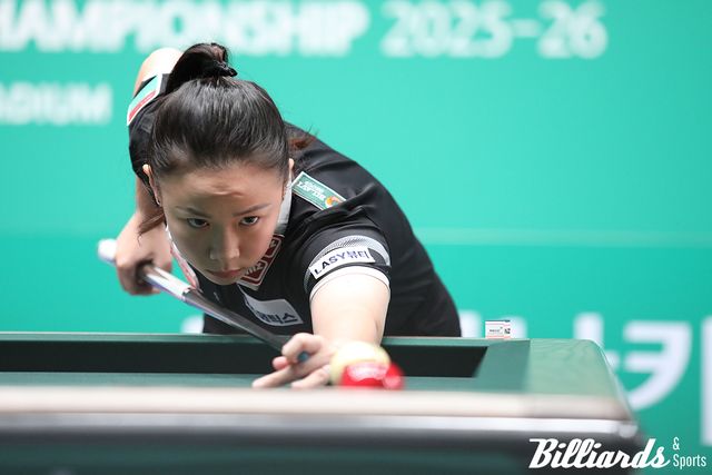 응우옌호앙옌니가 2일 열린 '하나카드 LPBA 챔피언십' 32강에서 LPBA 투어 시즌 첫 퍼펙트큐를 달성했으나 16강 진출에는 실패했다. 사진=고양/이용휘 기자