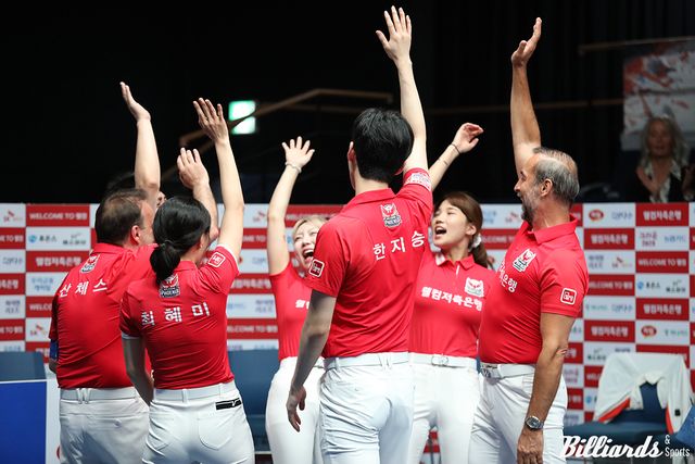 웰컴저축은행이 1라운드 마지막 경기에서 7세트에 김종원의 퍼펙트큐로 승리를 거두며 유종의 미를 거뒀다.&nbsp; 사진=고양/이용휘 기자