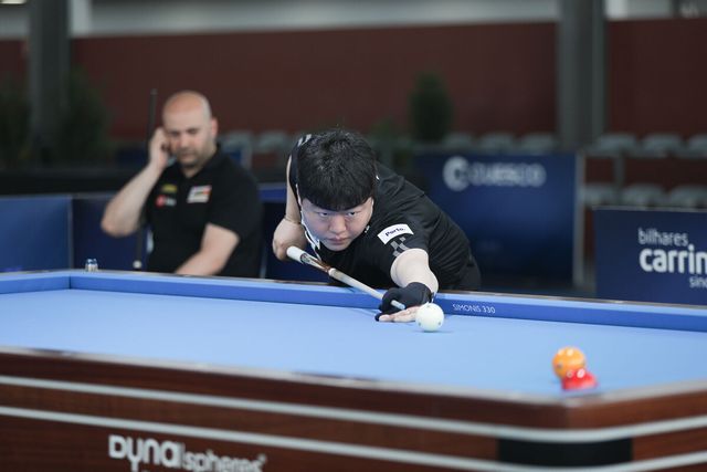 조명우(실크로드시앤티-서울시청)는 앞서 열린 준결승전에서 괴크한 살만(튀르키예)을 22이닝 만에 50:24로 꺾었다.