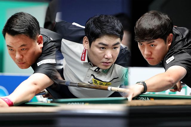 8강에 오른 국내파 3인 조명우, 이상대, 김준태. 사진=PBA 제공