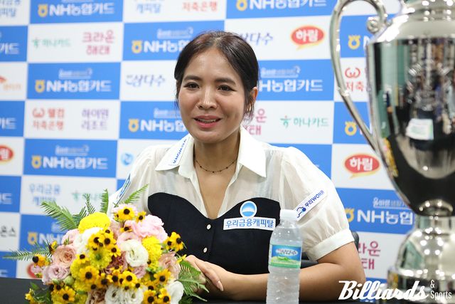 LPBA 3차 투어에서 우승을 차지한 스롱 피아비가 기자회견에서 경기 소감을 밝히고 있다. 사진=고양/이용휘 기자