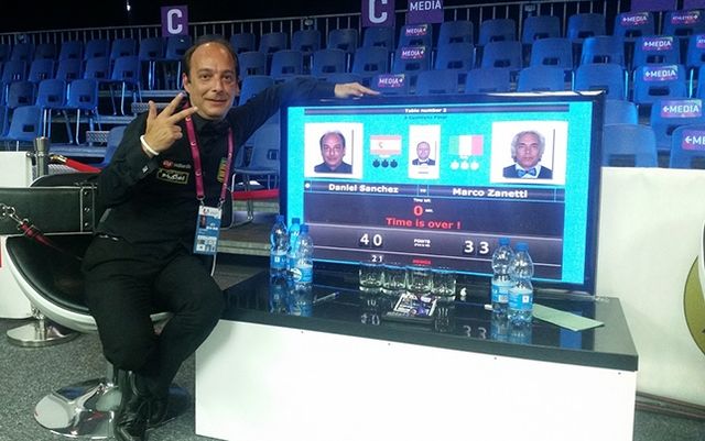 지난 2017년 폴란드 브로츠와프에서 열린 월드게임에서 통산 세 번째 금메달을 획득한 다니엘 산체스(스페인). 빌리어즈 DB