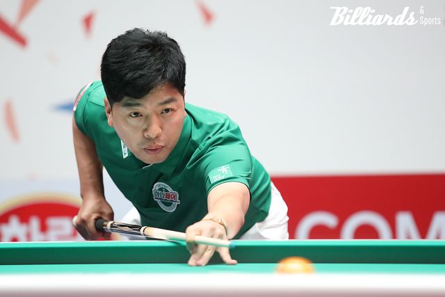 PBA 팀리그 2라운드 개막 경기에서 김가영과 함께 4세트에 출전한 황형범.