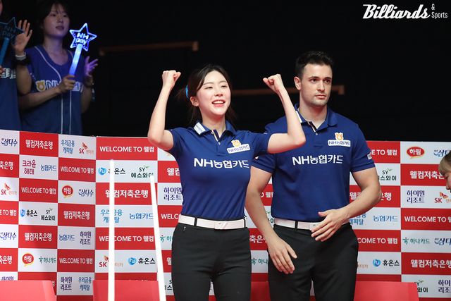 6세트에서 김가영(하나카드)을 꺾은 NH농협카드 정수빈.&nbsp;사진=고양/이용휘 기자