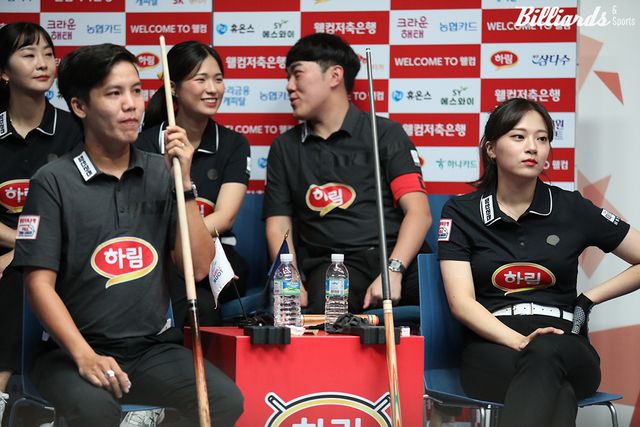 4세트에서 승부를 마무리한 하림의 응우옌프엉린-정보윤.&nbsp; 사진=고양/이용휘 기자