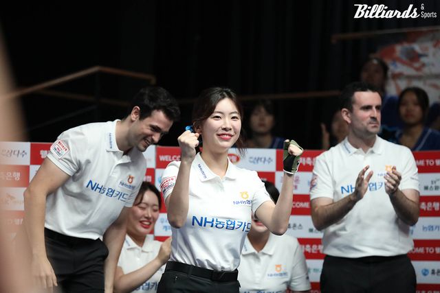 NH농협카드가 2라운드 8일 차 경기에서 SK렌터카를 4-2로 꺾고 슬럼프 탈출의 시동을 걸었다. 정수빈(사진)은 6세트 여자단식을 승리하며 5연패 위기를 벗어났다.&nbsp; 사진=고양/이용휘 기자