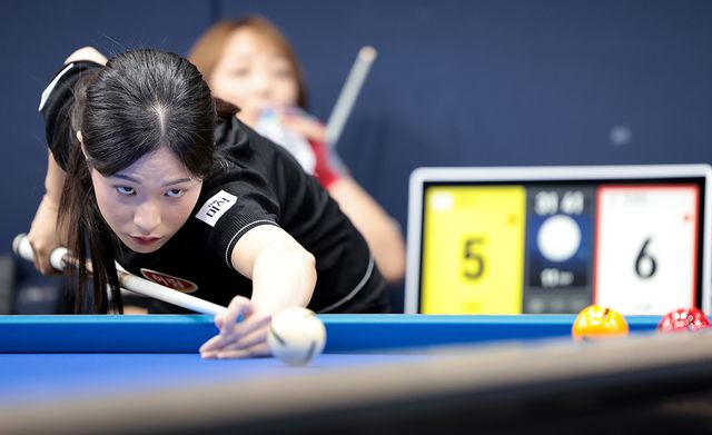 박정현(하림)이 팀리그 활약에 이어 LPBA 개인투어에서도 첫 경기에 애버리지 1.563을 기록하며 공식 첫 승리를 거뒀다.&nbsp; 사진=PBA 제공