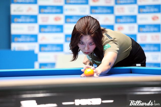 김가영(하나카드)이 3차 투어 NH농협카드 챔피언십 32강전에서 화끈한 역전승을 거두고 16강에 진출했다.&nbsp; 사진=고양/이용휘 기자