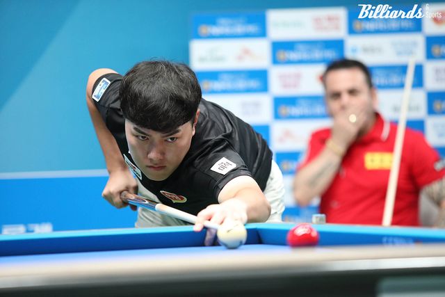 김준태(하림)가 3차 투어 128강전에서 만난 로빈슨 모랄레스(휴온스)를 꺾고 외인전 첫 승리를 거뒀다.&nbsp; 사진=고양/이용휘 기자