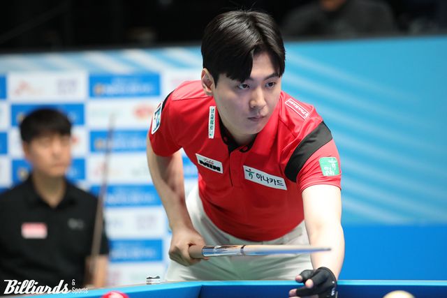 신정주(하나카드)가 3차 투어 16강전에서 강상구를 세트스코어 3-0으로 꺾고 8강에 진출했다.&nbsp; 사진=고양/이용휘 기자