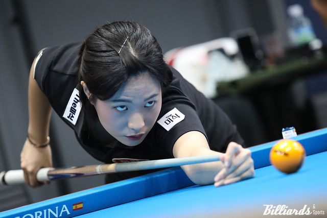 박정현(하림)이 1일 열린 여자 프로당구 LPBA 4차 투어 예선 2라운드(PQ)에서 애버리지 1.087로 승리를 거두고 64강에 진출했다.&nbsp; 사진=고양/이용휘 기자, 빌리어즈앤스포츠 DB