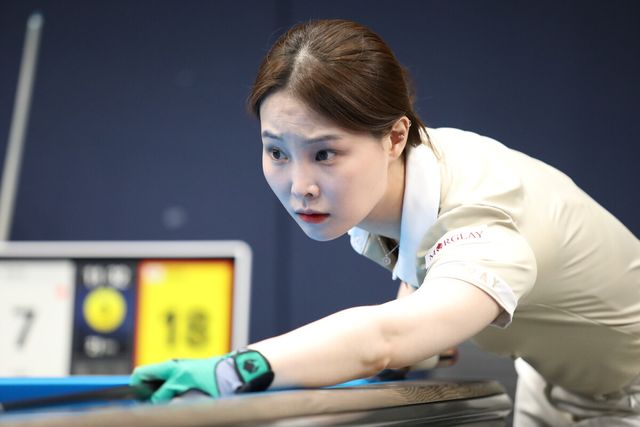 여자 당구해설위원으로 활동 중인 강유진이 이번에도 무사히 예선 두 라운드를 통과하고 64강에 올랐다. 사진=고양/이용휘 기자