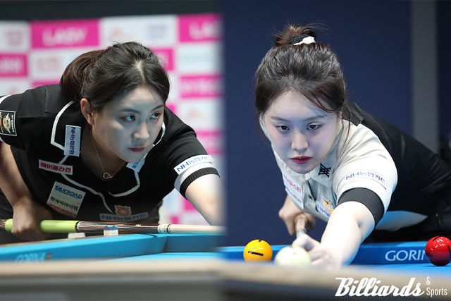 32강에 나란히 오른 김민아와 김보미. 사진=고양/이용휘 기자