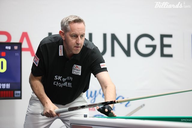 1세트 남자복식에서 조건휘와 함께 퍼펙트큐(11점)를 성공시킨 에디 레펀스(벨기에).