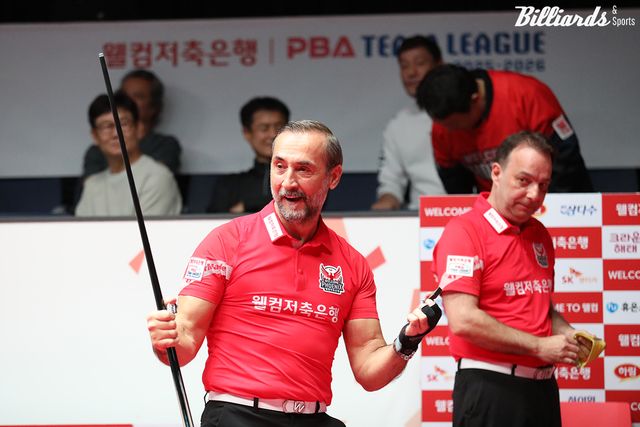 웰컴저축은행이 남자단식전의 강세를 앞세워 1라운드 우승 팀 하나카드를 세트스코어 4-3으로 제압했다.&nbsp; 사진=고양/이용휘 기자