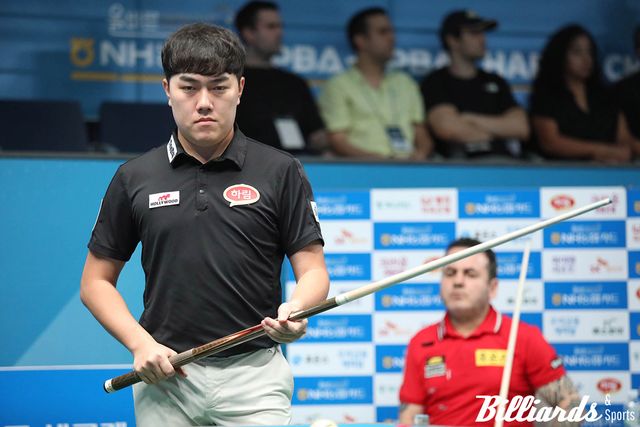 'PBA 괴물 신입생' 김준태가 4차전 첫 경기에서 PBA 원년부터 활약하고 있는 한동우와 맞붙는다. 사진=빌리어즈 DB