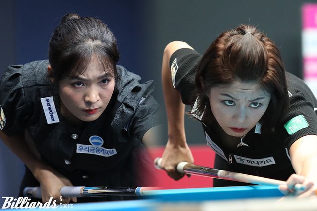 스롱 피아비(왼쪽)와 김가영(오른쪽)의 4차 투어 첫 분위가 다소 엇갈렸다. 32강부터 두 선수의 운명은 과연 달라질까.&nbsp; 사진=고양/이용휘 기자