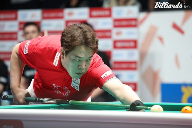 SK렌터카 리더 강동궁은 승부처였던 3세트 남자단식에 나와 마민껌(NH농협카드)을 15:3(5이닝)으로 승리했다.