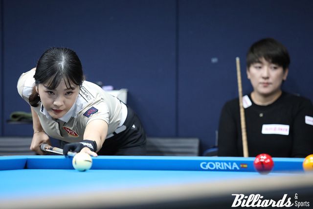 김상아가 히가시우치 나쓰미와의 32강전에서 승부치기 12 대 5의 역대급 승리를 거뒀다. 사진=고양/이용휘 기자