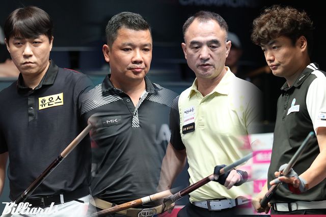 4차 투어 4강에 진출한 최성원(휴온스), 응우옌득아인찌엔(베트남), 이승진, 강민구(우리금융캐피탈). 왼쪽부터.&nbsp; 사진=고양/이용휘 기자