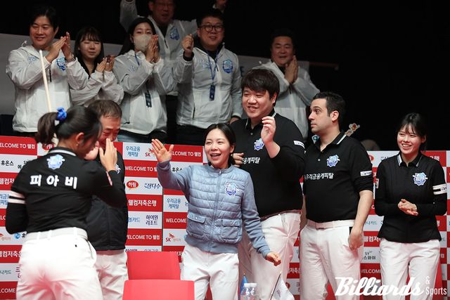 8일차에 일찌감치 PBA 팀리그 5라운드 우승을 확정한 우리금융캐피탈. 사진=고양/이용휘 기자