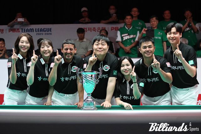 정규리그 내내 선두 다툼을 벌였으나 5라운드 마지막날 3위로 떨어진 하나카드는 준플레이오프에서 크라운해태와 플레이오프 진출을 다툰다. 사진은 이번 시즌 1라운드에 우승을 차지하며 가장 먼저 포스트시즌 출전권을 따낸 하나카드.