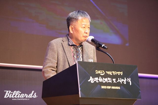 이번 여자 3쿠션 오픈대회를 기획하고 추진한 충남당구연맹의 김영택 회장.